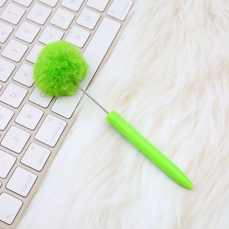 Wholesale New Style Fluffy Ball Beaded Pen Creative DIY Handmade Plastic Fluffy Ball Beaded Ballpoint Pen High Color Value Fluffy Pen Can be Wraped